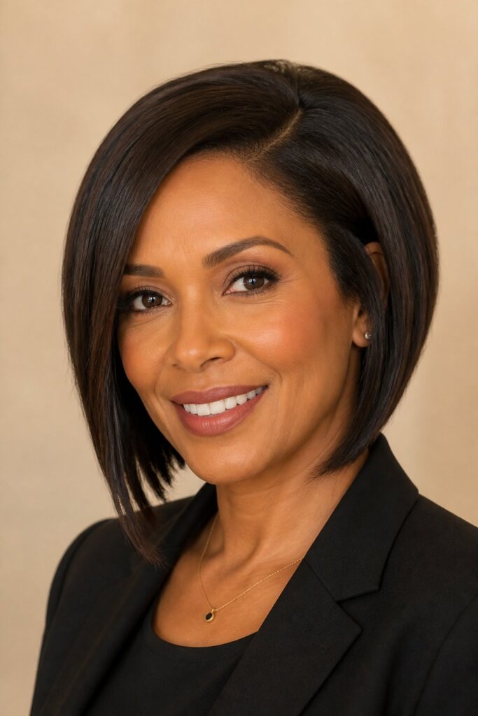 A graduated bob is shorter at the back and gradually becomes longer toward the front.