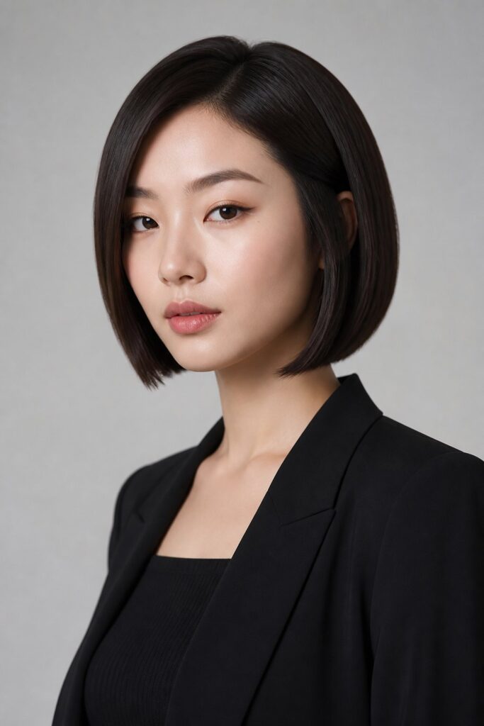 An A-line bob is subtly shorter in the back and longer in the front.