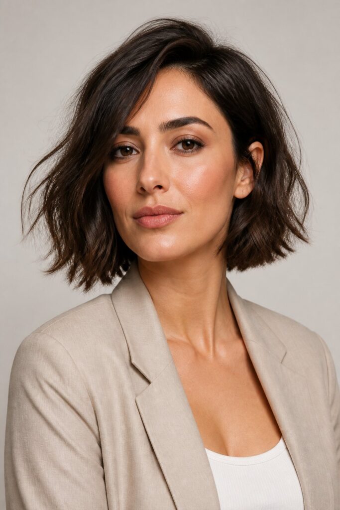 A choppy bob uses visible texture through the ends to create personality and movement.
