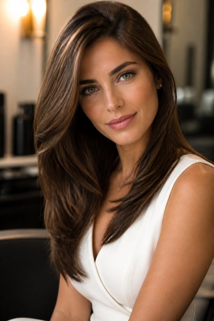 Oval faces can wear most long layered styles because their proportions are naturally balanced.