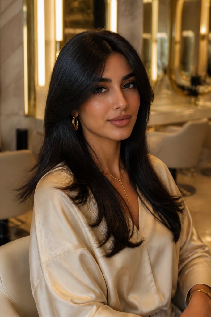 Jaw-length curtain bangs offer a subtle, low-commitment version of the trend.