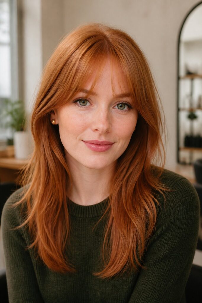 Curtain bangs can make fine hair appear fuller by adding shape around the face.