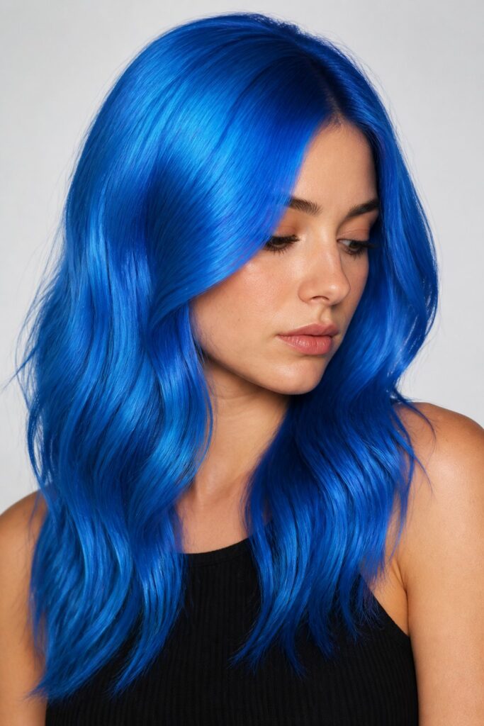 Electric Blue Shimmer is a saturated, true-blue base finished with a pearlescent glaze that catches light without looking flat or matte.