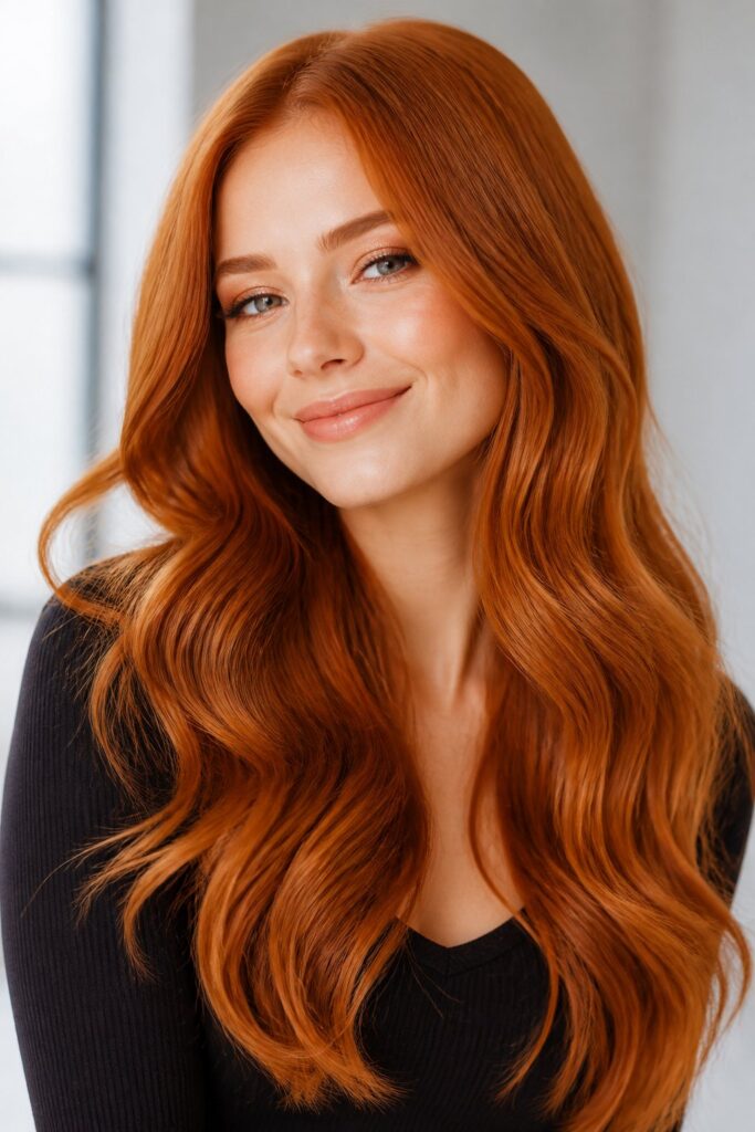 Ginger Spice is a bright, natural-looking strawberry-orange that reads as an enhanced natural redhead rather than a fashion color, ideal for warm undertones and fair to medium skin.