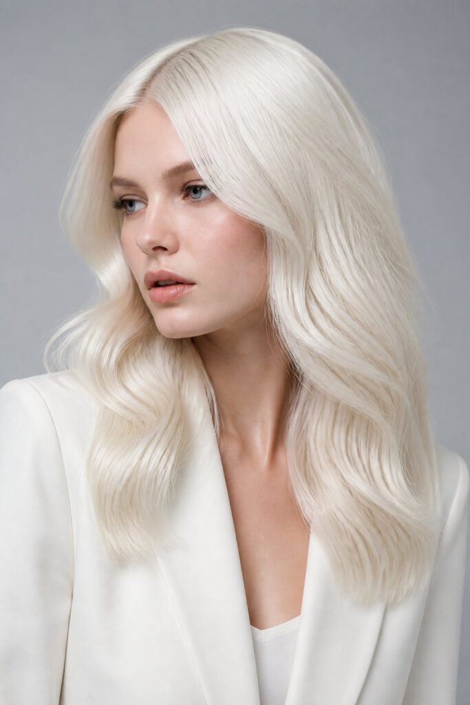 Platinum Ice is the coolest, brightest blonde on this list — a near-white base toned to eliminate all yellow undertones for a striking, editorial finish.