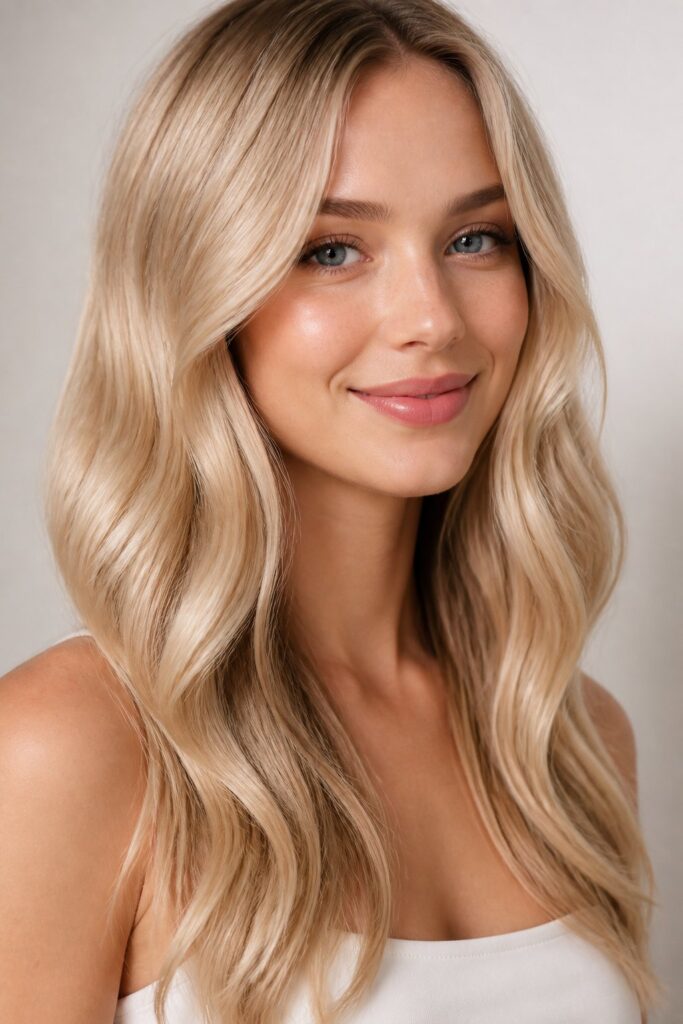 Champagne Blonde blends beige and gold in equal measure for a neutral, slightly shimmery blonde that flatters nearly every skin tone.