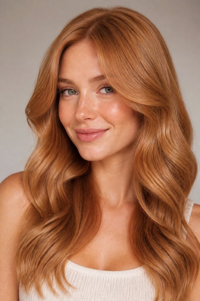 Strawberry Blonde blends golden blonde with a soft red-pink undertone for a warm, romantic shade that works beautifully on fair to medium warm skin.