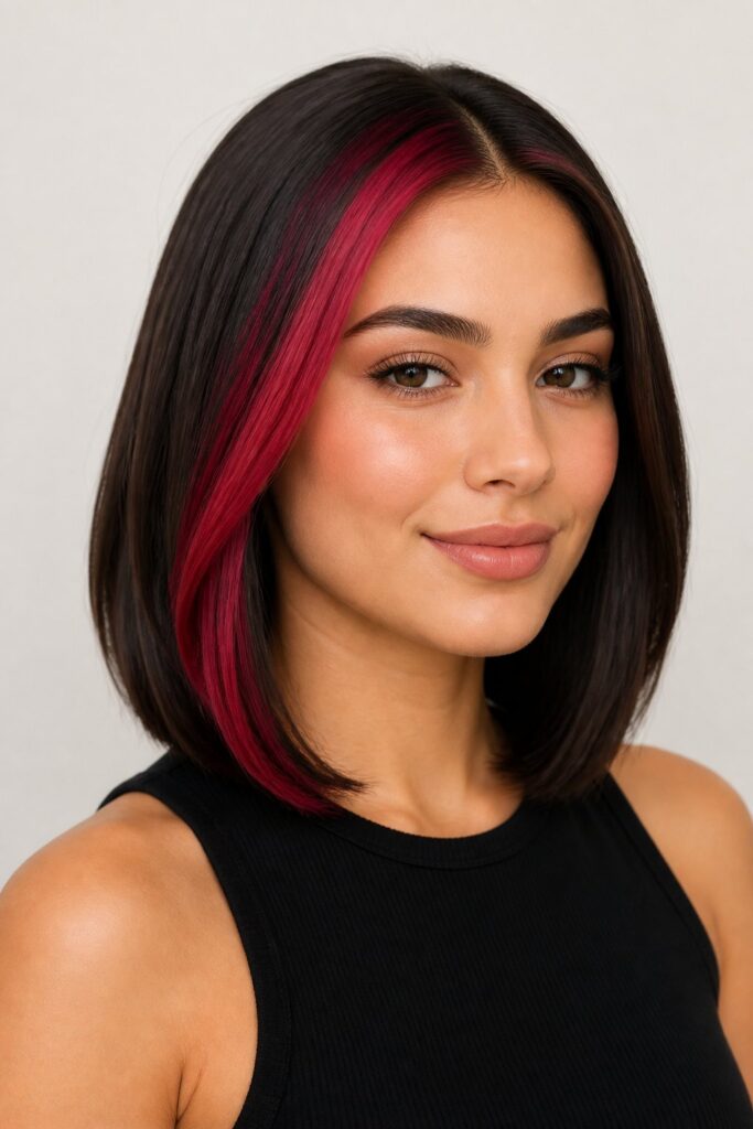 Face-Framing Panel places a single bold streak along the front hairline for a graphic, modern accent that pairs well with any base color.