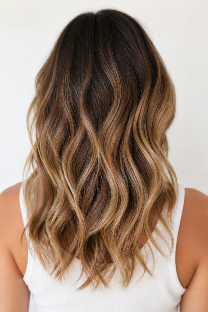 Sun-kissed balayage and babylights are ideal for wavy hair.