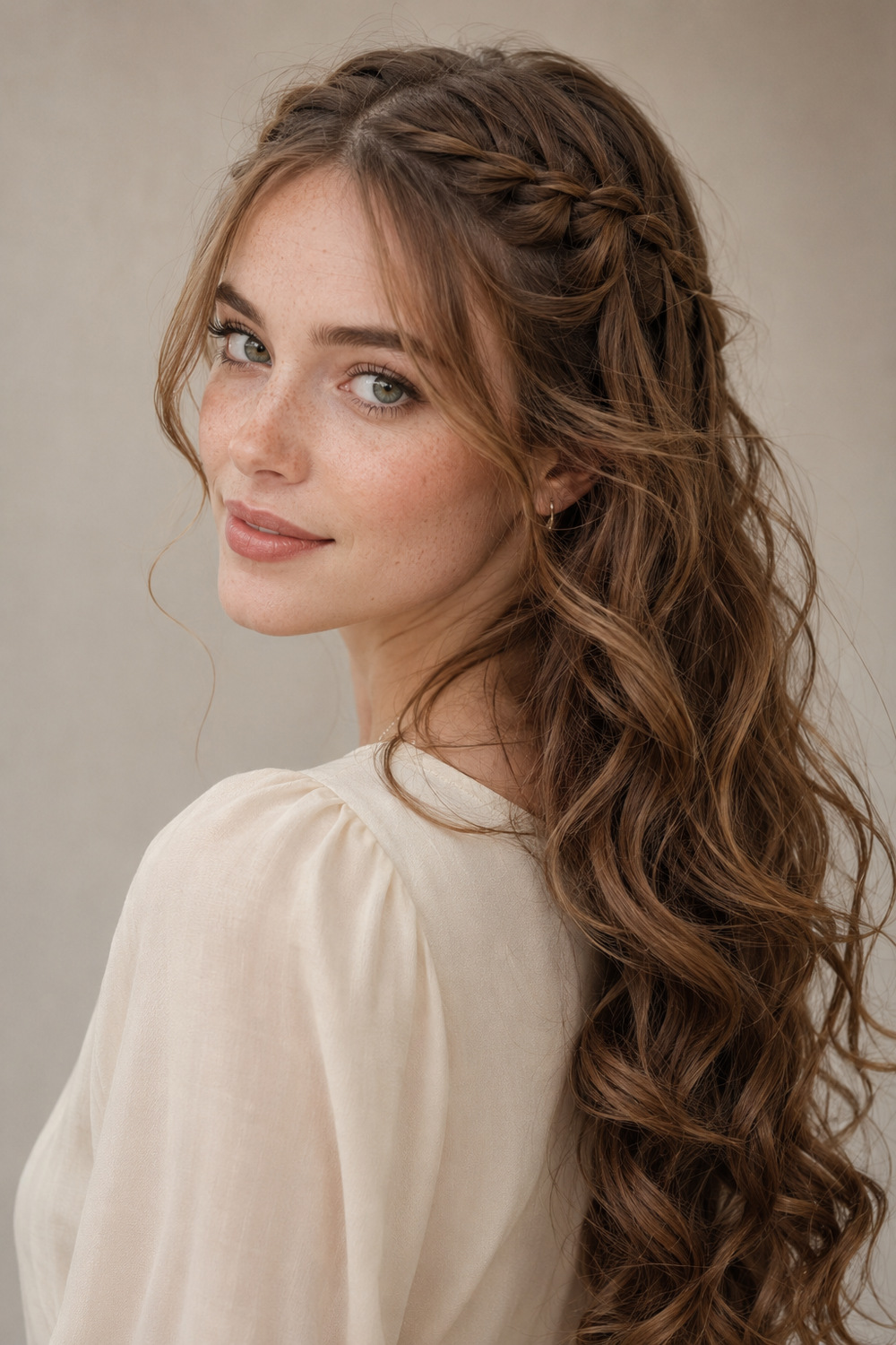 Waterfall Braid with Curls hairstyle