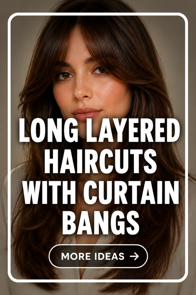 Long Layered Haircuts With Curtain Bangs