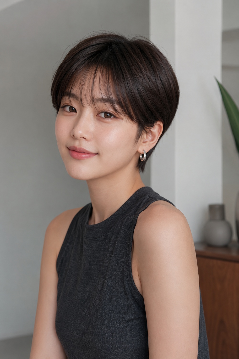 Korean Pixie Cut, matching the hairstyle described in this section.