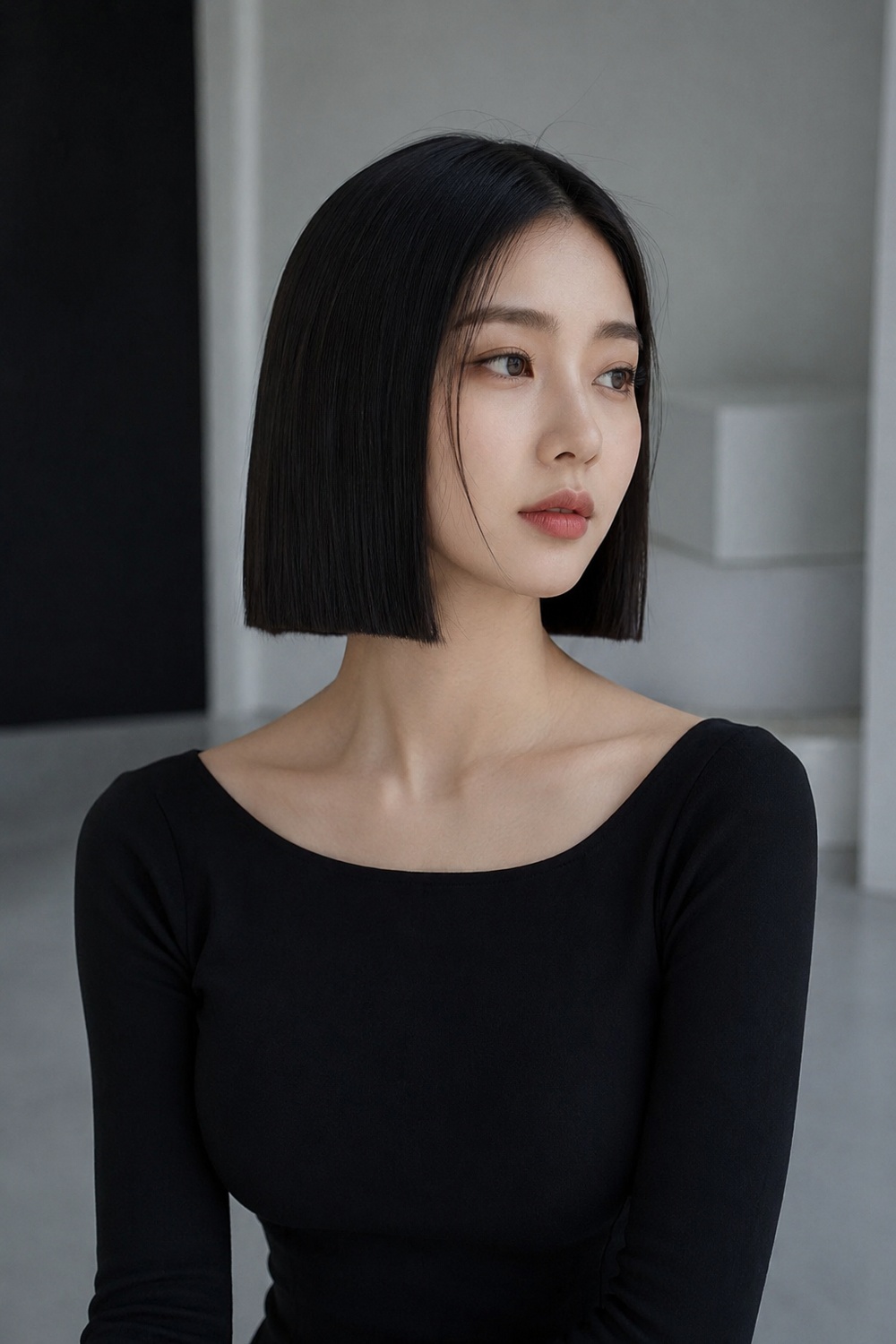 Korean Blunt Bob, matching the hairstyle described in this section.