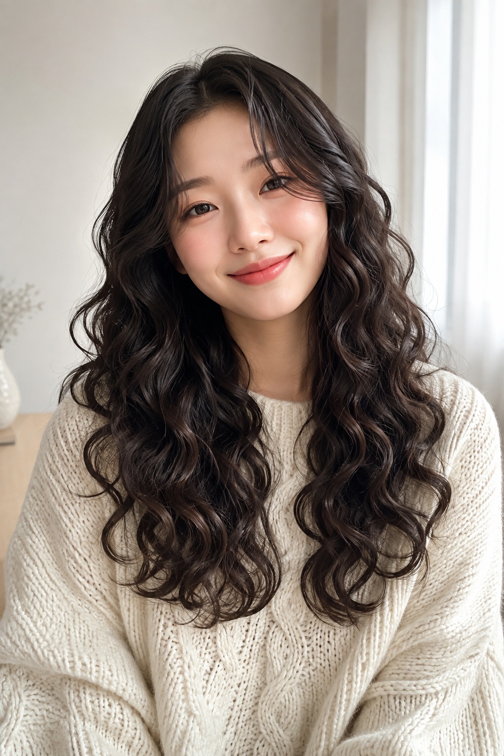 Korean Curly Perm, matching the hairstyle described in this section.