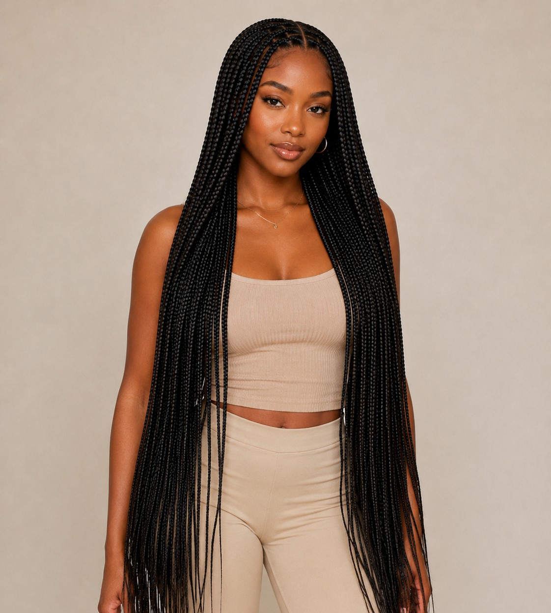 Waist-length braids offer maximum drama and movement, ideal for those wanting the longest, most voluminous look possible.