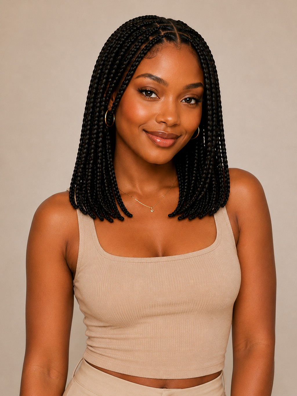 Shoulder-length braids strike the perfect balance between style and practicality, offering versatility without excessive length or weight.