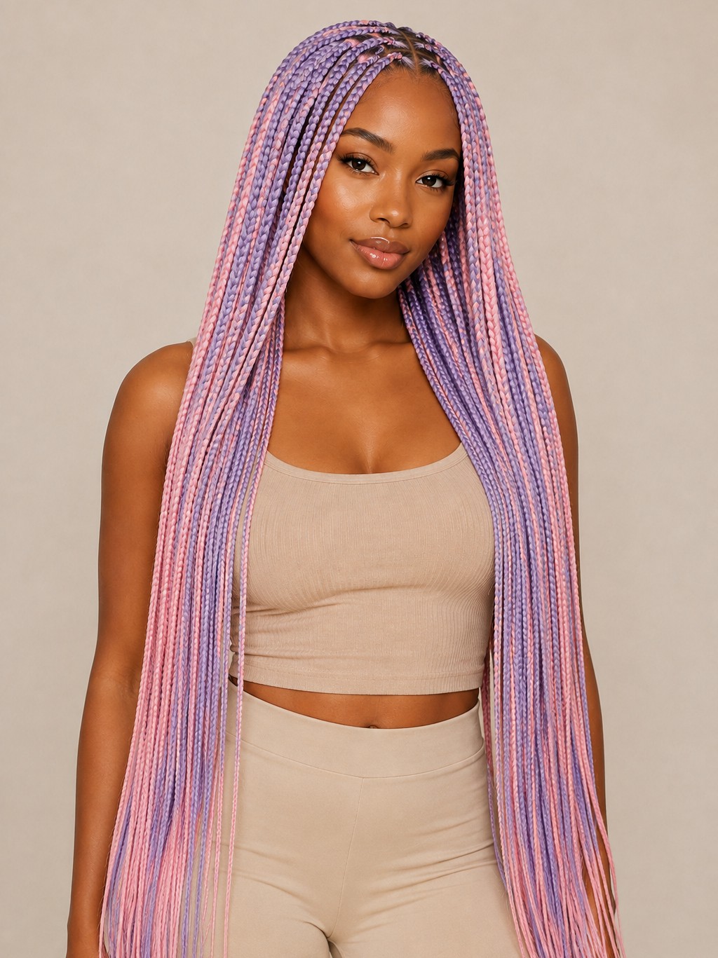 Pastel-colored braiding hair creates a soft, dreamy look in shades like lavender, baby pink, or mint green.