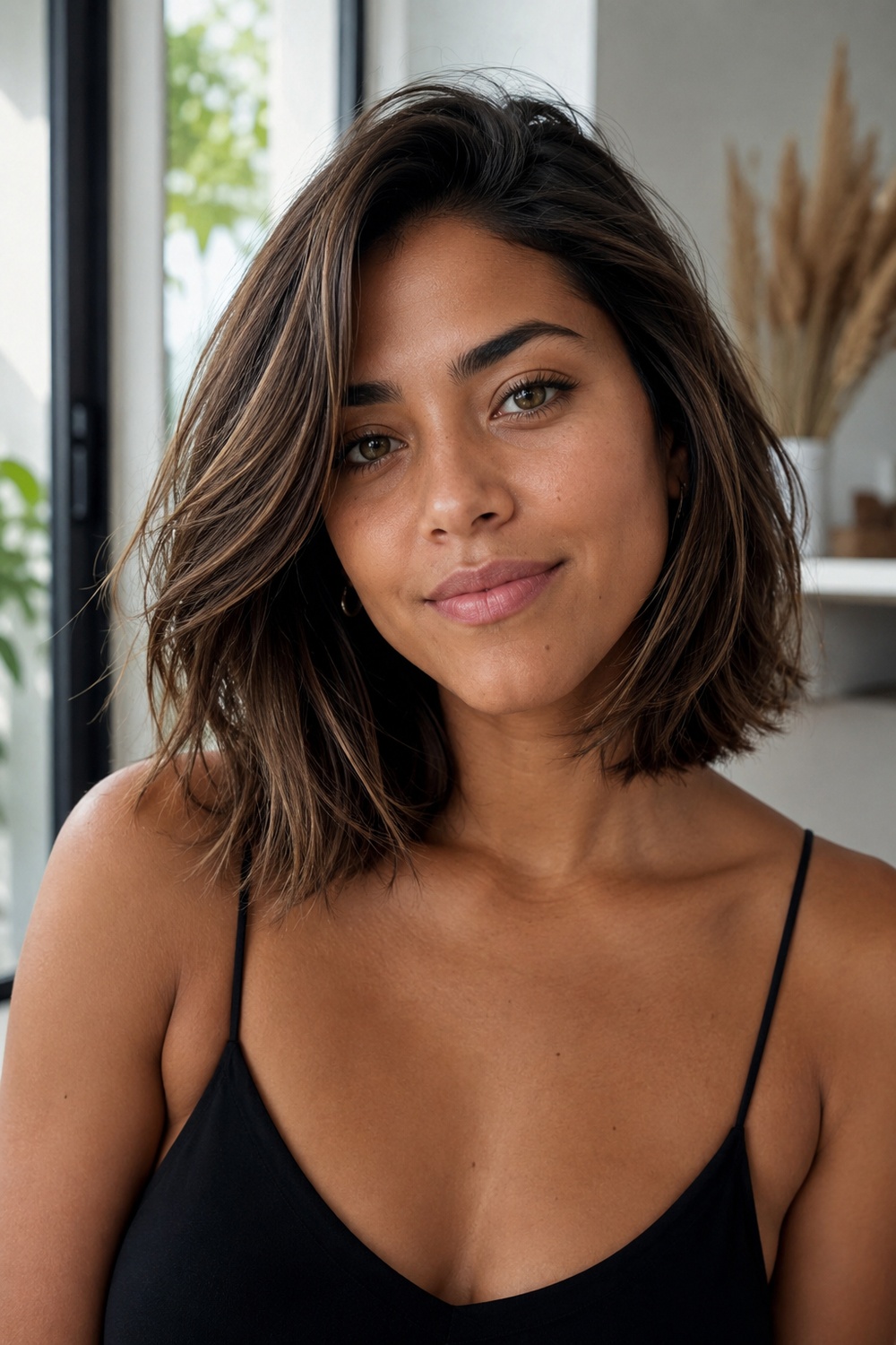 Collarbone Italian bob with extra length, full ends, and flexible soft styling.