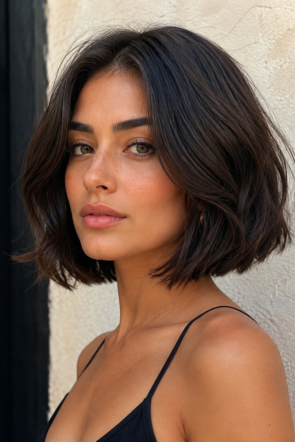 Italian bob for straight hair with a clean outline, dense ends, and a polished finish.