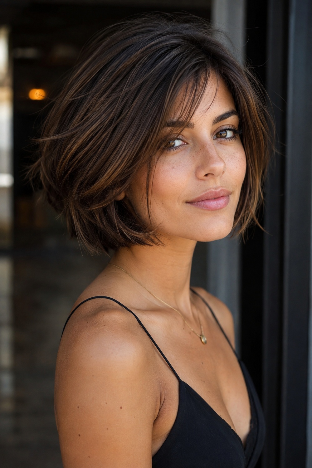 Italian bob with softly inward-curved ends that emphasize a polished full perimeter.