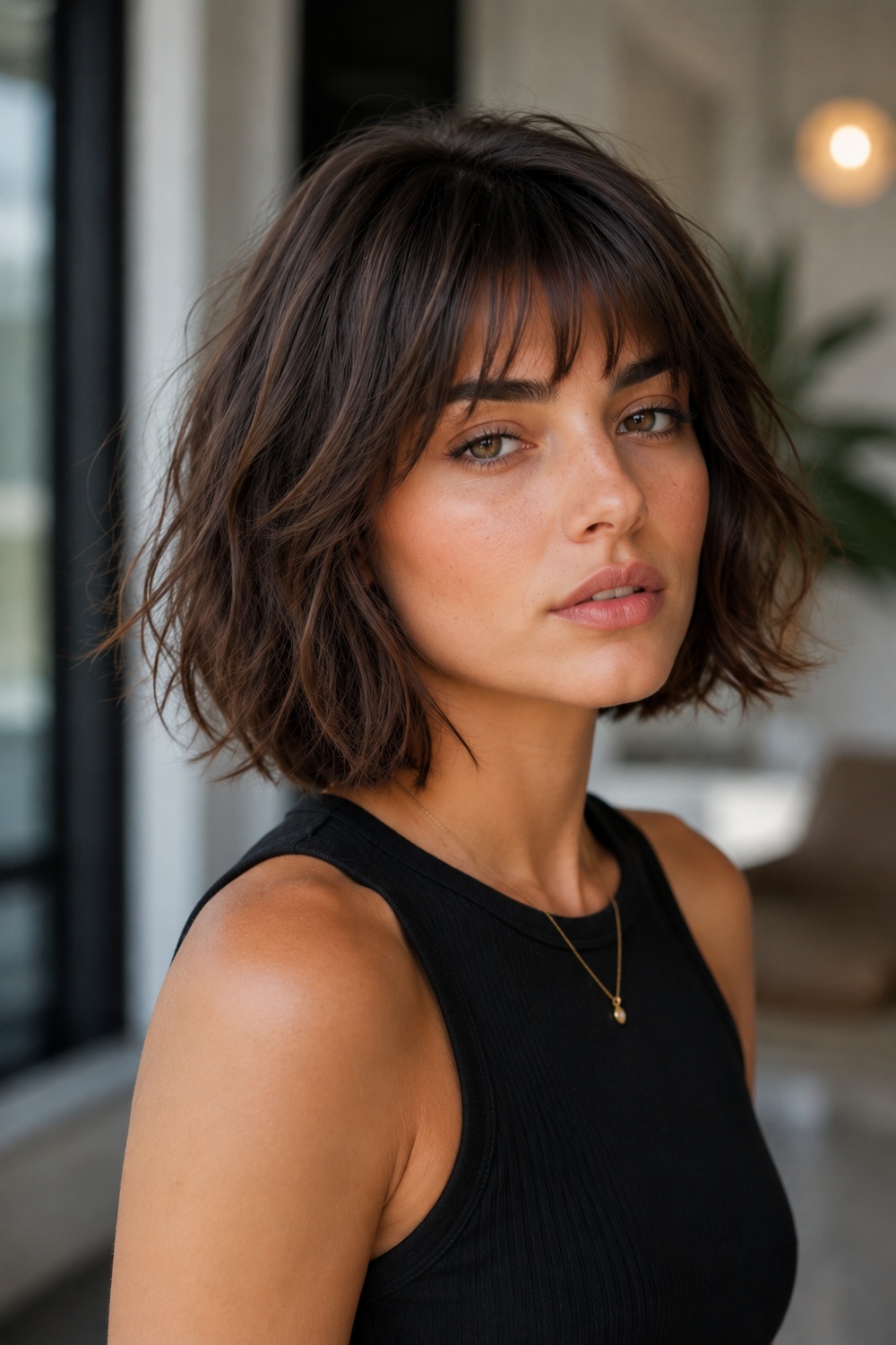 Low-maintenance Italian bob with natural texture, easy movement, and a practical longer shape.