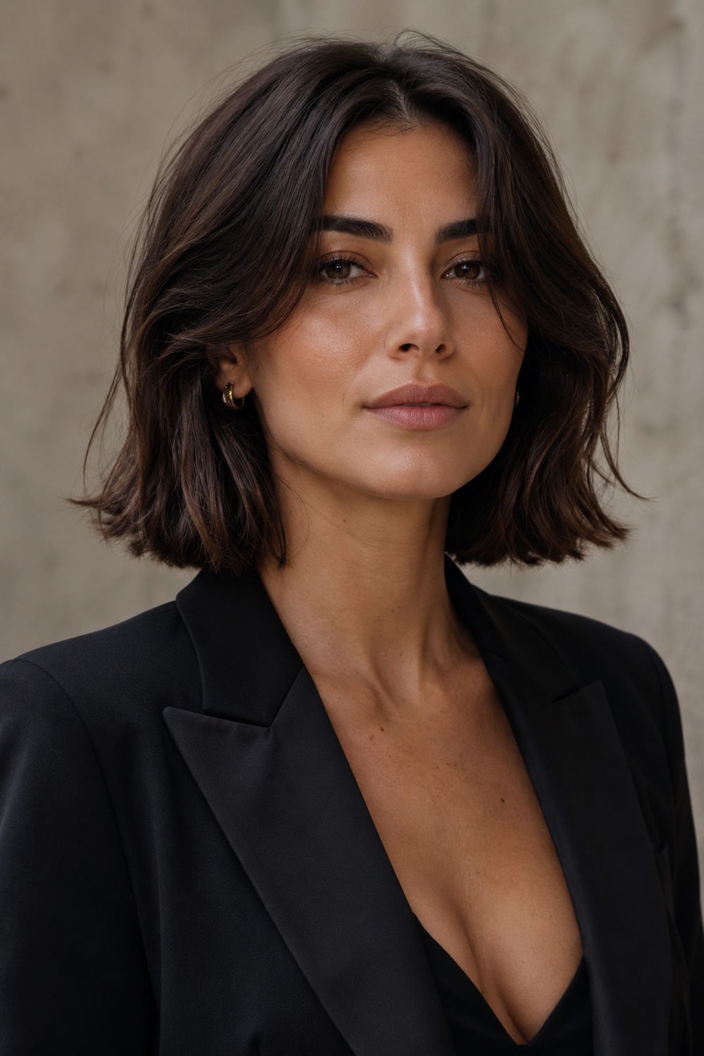Soft Italian bob for a square face with gentle bends that soften the jawline.