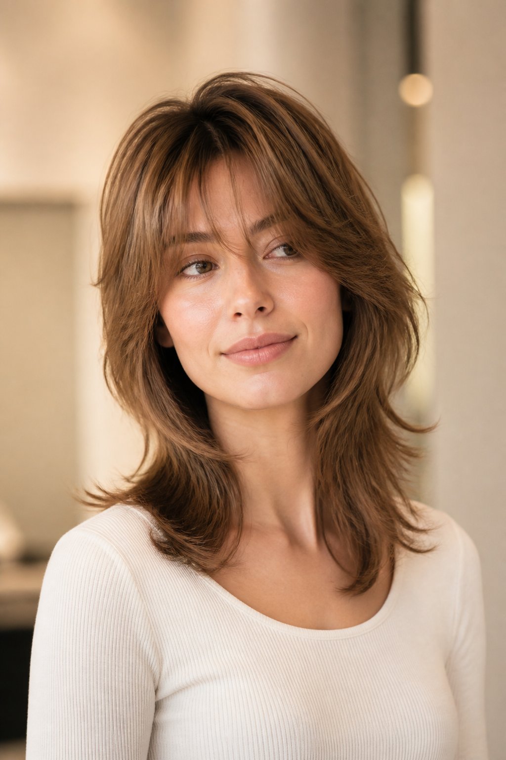 Soft wolf cut hairstyle example: Fine Hair Wolf Cut With Crown Lift.