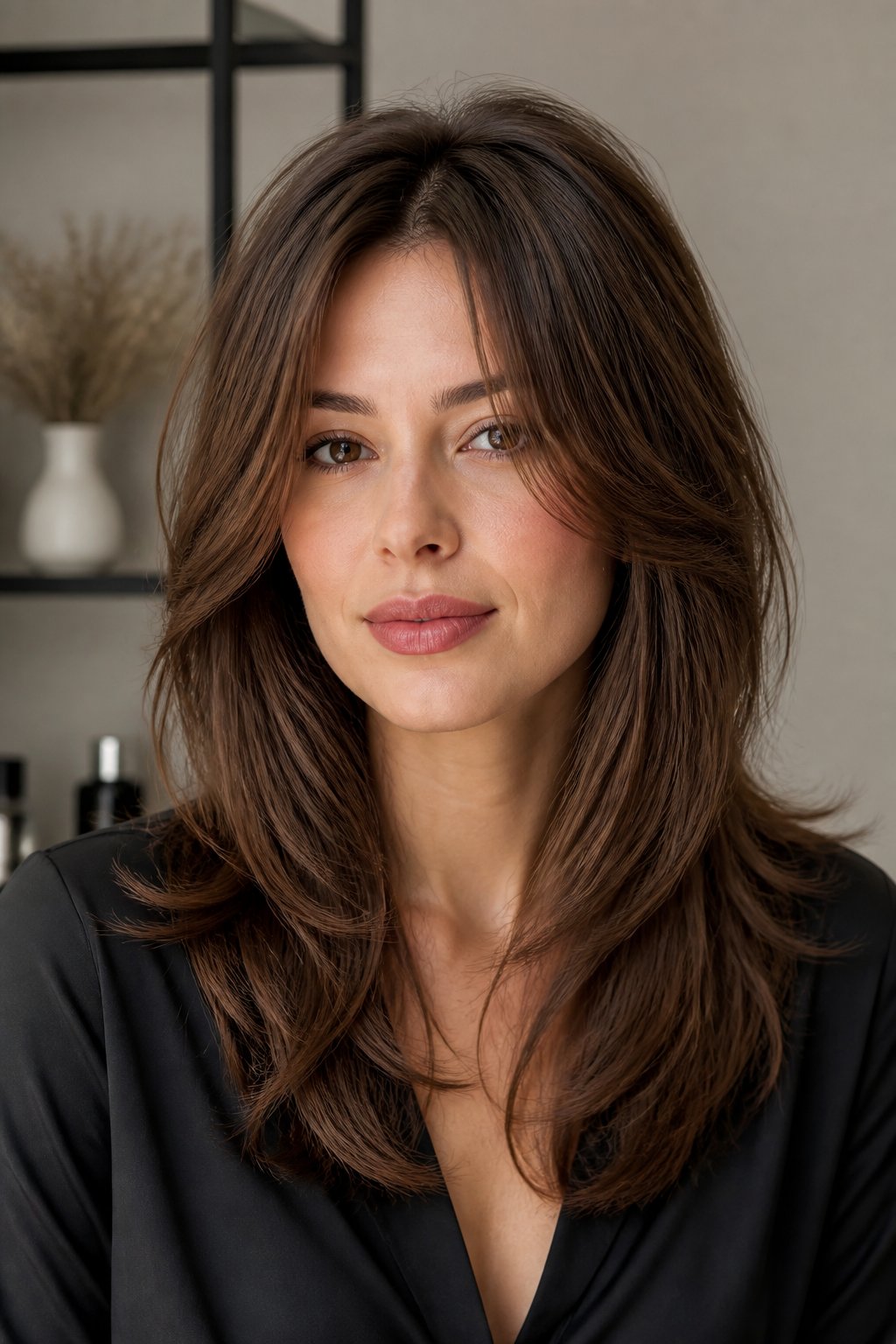 Soft wolf cut hairstyle example: Heart-Shaped Face Soft Wolf Cut.
