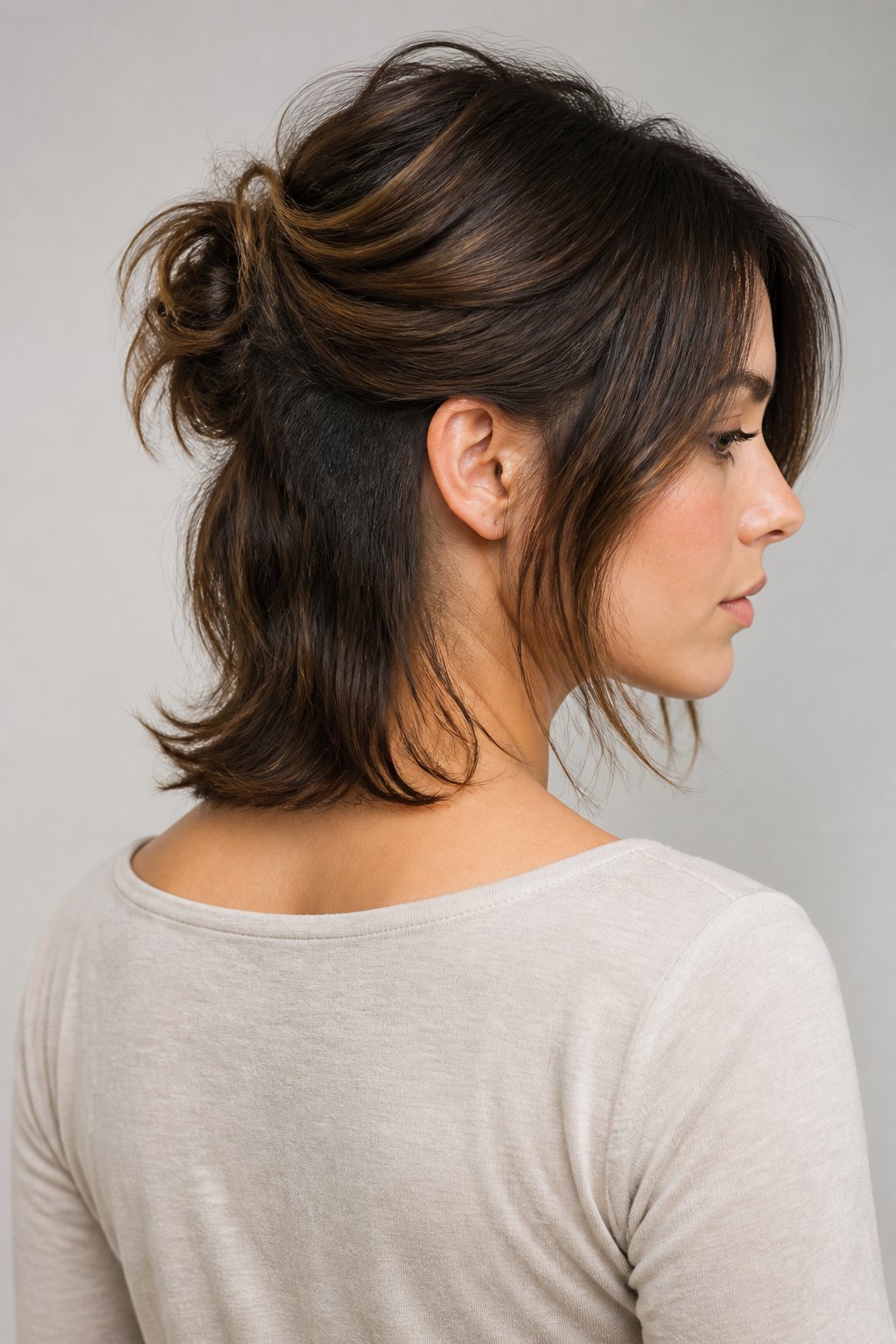 Soft wolf cut hairstyle example: Soft Wolf Cut With an Undercut.