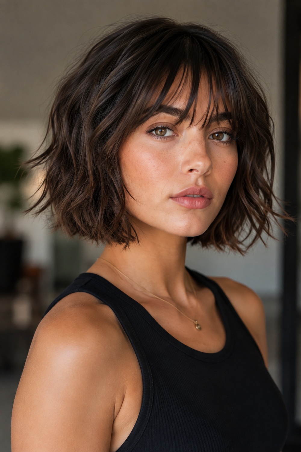 Textured Italian bob with light separation and movement rather than heavy layering.
