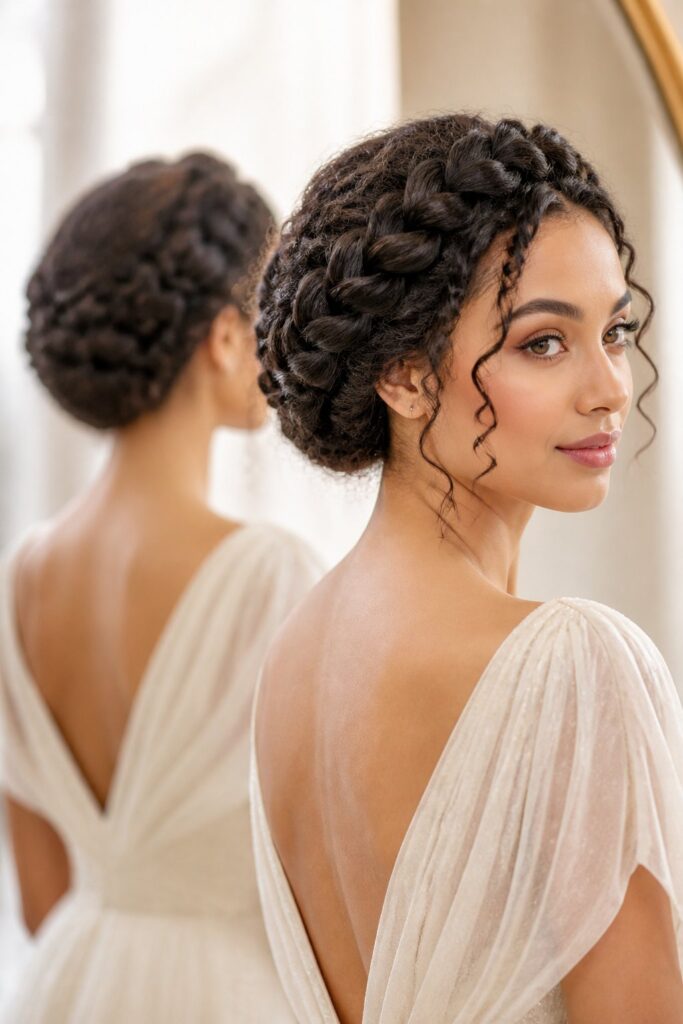 Similar to the braid crown but fuller, the halo braid wraps completely around the head, creating a regal, statement-making look.