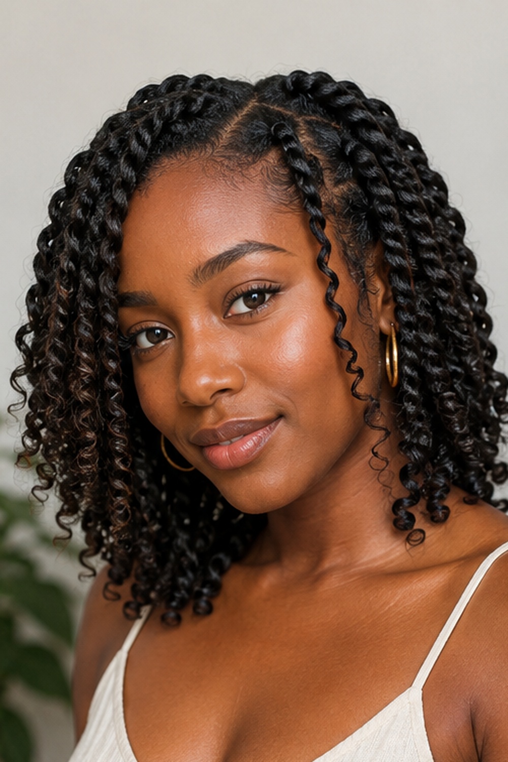 Two-strand twists aren't technically braids but are often grouped with braided styles because of their similar protective benefits and textured look.