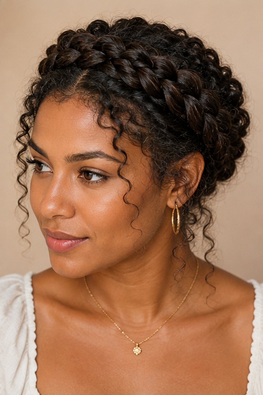 The milkmaid braid style takes two braids and wraps them across the top of the head, creating a sweet, vintage-inspired look.