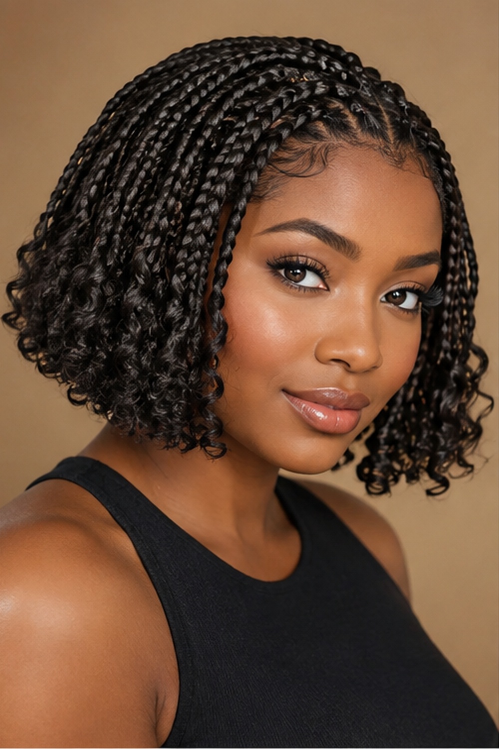 Braided styles aren't just for long hair — short curly bobs can be braided into micro-braids or partial braids for a fresh, edgy look.