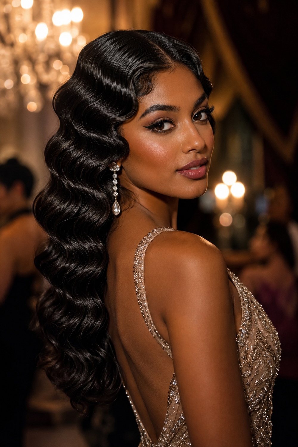 Finger waves bring old Hollywood glamour with sculpted, defined curls set smoothly against the scalp.