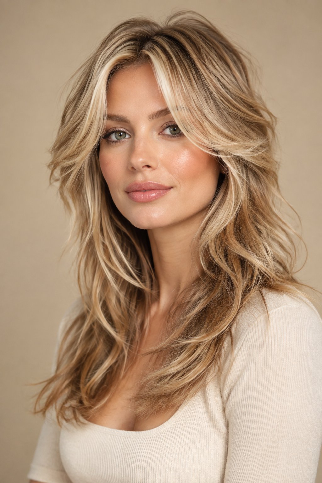 A honey blonde wolf cut becomes even brighter with bold money-piece highlights around the face.