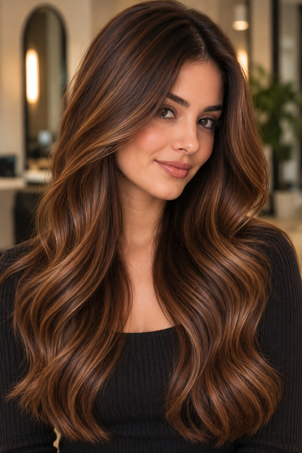 Caramel Brunette for Wavy Hair - caramel brunette hair color example