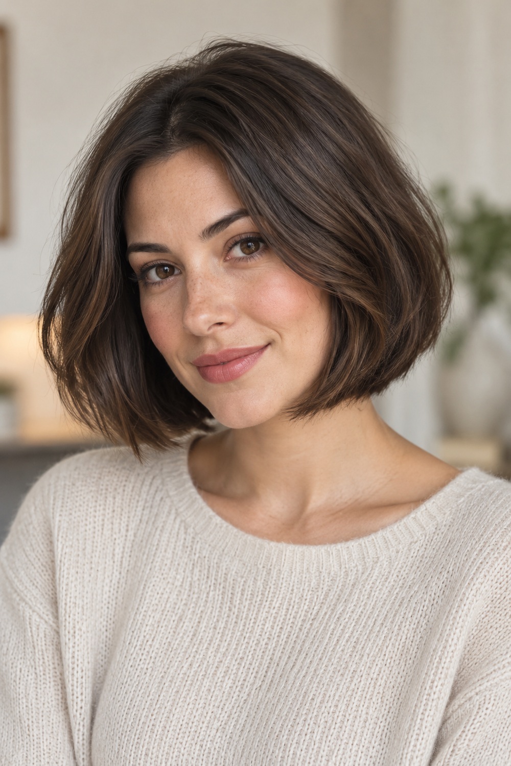 Rounded Bob With Gentle Texture: AI-generated portrait showing the hairstyle described in this section.