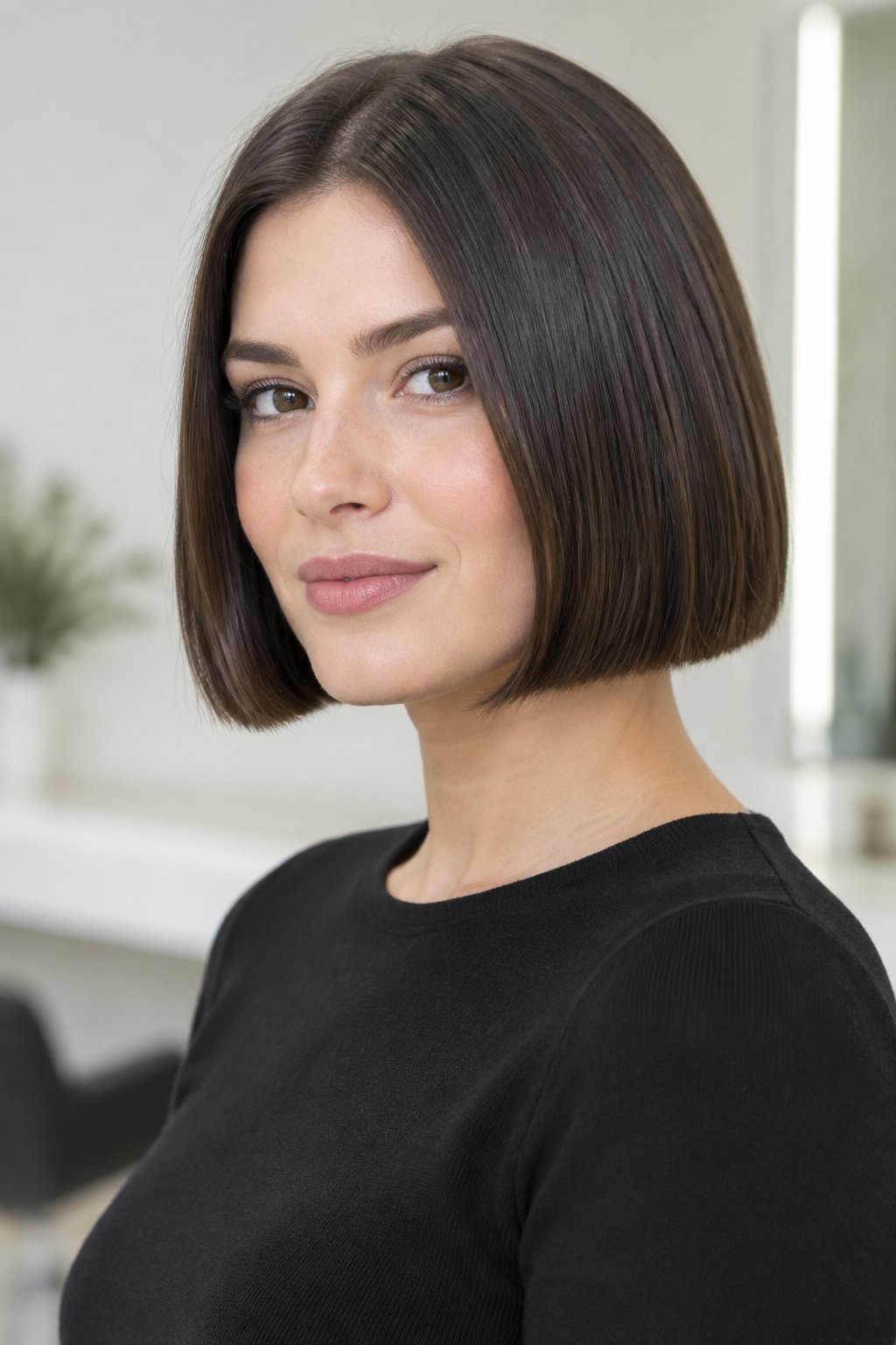 Short French Bob with Blunt Ends – Blunt ends give the cut a strong shape while still looking chic.